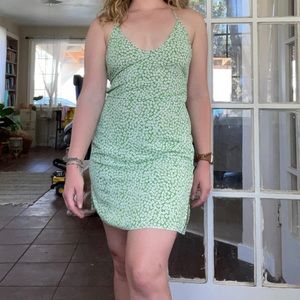 SHEIN Green Floral Backless Mini Dress